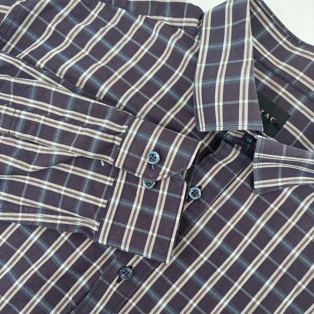 YEZAC Men's 105 L XL Plaid Check Long Sleeve Button Up Shirt Burgundy